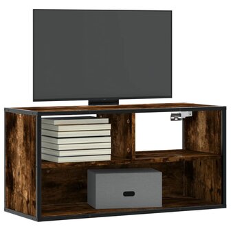 Tv-meubel 80x31x39,5cm bewerkt hout metaal gerookt eikenkleurig 1