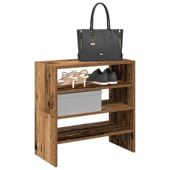 Schoenenrekken 2 st stapelbaar 60x30x30,5 cm oud houtkleurig 1
