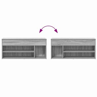 Schoenenbank 102x30,5x45cm bewerkt hout grijs sonoma eikenkleur 8