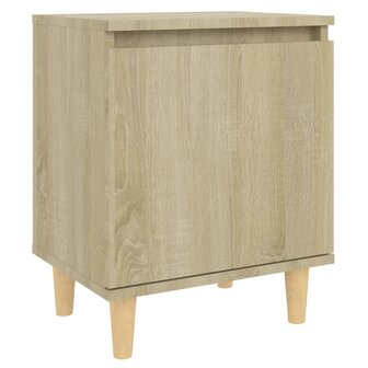 Nachtkastje met houten poten 40x30x50 cm sonoma eikenkleurig 2