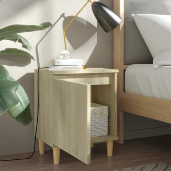 Nachtkastje met houten poten 40x30x50 cm sonoma eikenkleurig 3