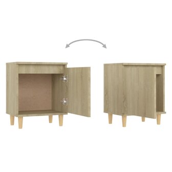 Nachtkastje met houten poten 40x30x50 cm sonoma eikenkleurig 5