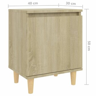 Nachtkastje met houten poten 40x30x50 cm sonoma eikenkleurig 8