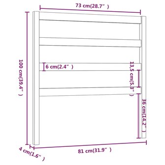 Hoofdbord 81x4x100 cm massief grenenhout honingbruin 6