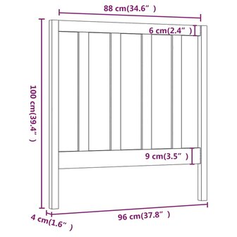 Hoofdbord 96x4x100 cm massief grenenhout grijs 6