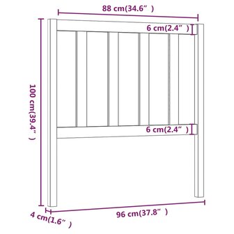 Hoofdbord 96x4x100 cm massief grenenhout grijs 6
