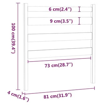 Hoofdbord 81x4x100 cm massief grenenhout honingbruin 6