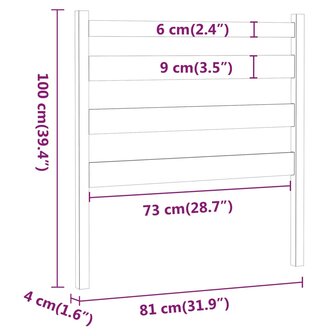 Hoofdbord 81x4x100 cm massief grenenhout zwart 6