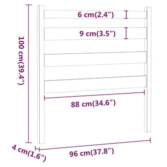 Hoofdbord 96x4x100 cm massief grenenhout zwart 6