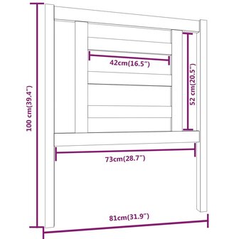 Hoofdbord 81x4x100 cm massief grenenhout zwart 5