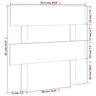 Hoofdbord 93,5x3x81 cm massief grenenhout grijs 6
