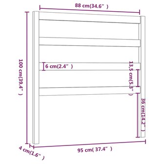 Hoofdbord 95x4x100 cm massief grenenhout 6