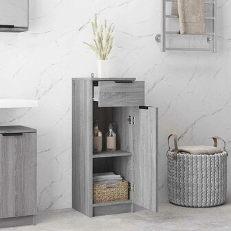 Badkamerkast 32x34x90 cm bewerkt hout grijs sonoma eikenkleurig 3