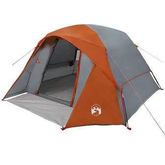 Tent 4-persoons waterdicht grijs en oranje 3