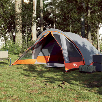 Tent 4-persoons waterdicht grijs en oranje 3
