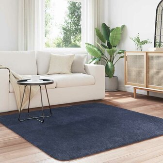 Hoogpolig vloerkleed NAVARRA 160x160 cm polyester marineblauw 3