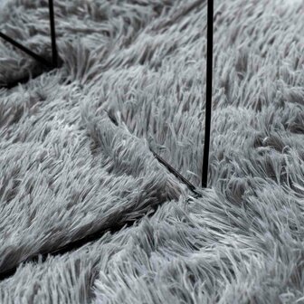 Hoogpolig vloerkleed NAVARRA 200x200 cm polyester zilvergrijs 7