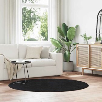 Hoogpolig vloerkleed NAVARRA 160x160 cm polyester zwart 1