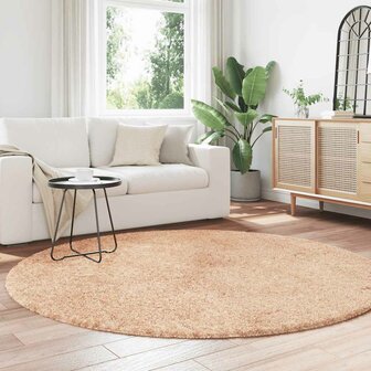 Hoogpolig vloerkleed NAVARRA 200x200 cm polyester beige 3