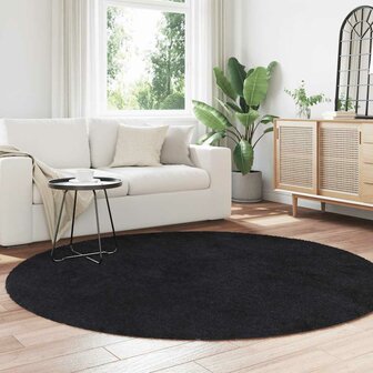 Hoogpolig vloerkleed NAVARRA 200x200 cm polyester zwart 3