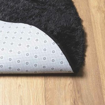 Hoogpolig vloerkleed NAVARRA 200x200 cm polyester zwart 6