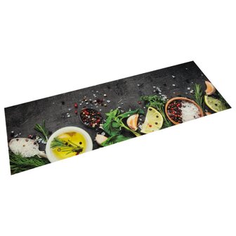 Keukenmat wasbaar kruidenprint 60x180 cm fluweel 1