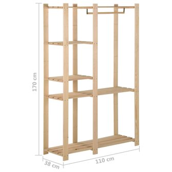 Kledingrek 110x38x170 cm massief grenenhout 7