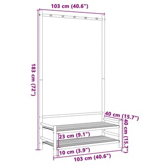 Kledingrek met schappen 103x40x183 cm bamboe 9