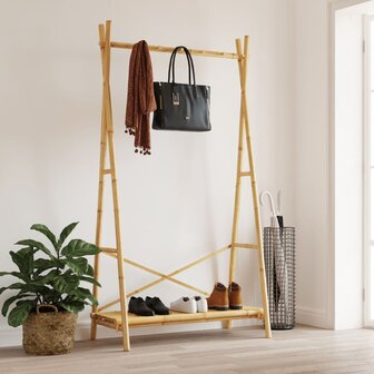 Kledingrek met schap 102x50x190 cm bamboe 3