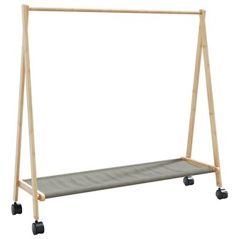 Kledingrek met schappen en wielen 106x34x106,5 cm bamboe 1