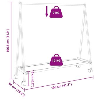 Kledingrek met schappen en wielen 106x34x106,5 cm bamboe 9
