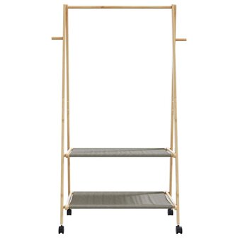 Kledingrek met schappen en wielen 96x45,5x155,5 cm bamboe 4