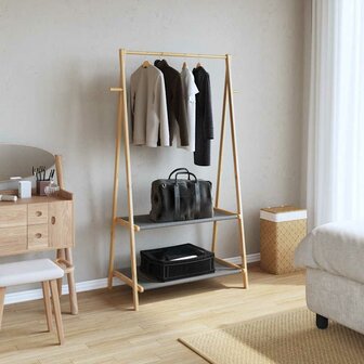 Kledingrek met schappen 96x45,5x150,5 cm bamboe 2