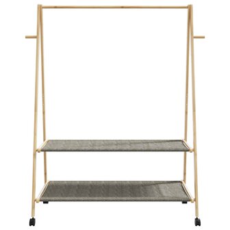 Kledingrek met schappen en wielen 132x45,5x155,5 cm bamboe 4