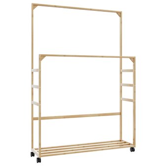 Kledingrek met schappen en wielen 90x35x155 cm bamboe 1