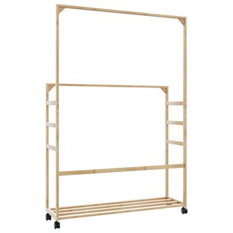 Kledingrek met schappen en wielen 90x35x155 cm bamboe 6