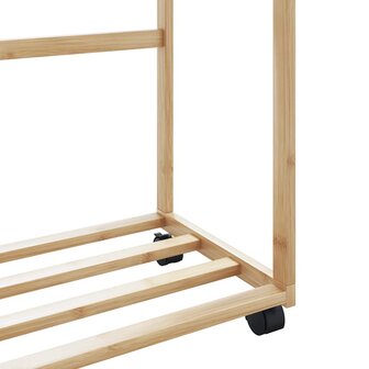 Kledingrek met schappen en wielen 90x35x155 cm bamboe 8