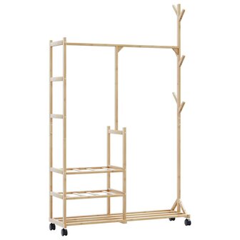 Kledingrek met schappen en wielen 100x38x175,5 cm bamboe 6
