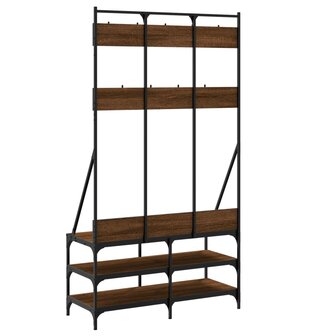 Kledingrek met schoenenrek 100x40x184 cm bruin eikenkleur 6
