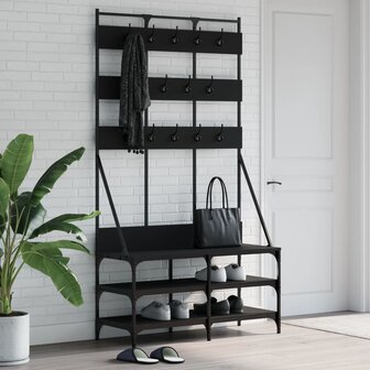 Kledingrek met schoenenrek 100x40x184 cm zwart 1