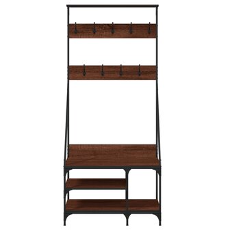 Kledingrek met schoenenrek 80x40x184 cm bruin eikenkleur 4