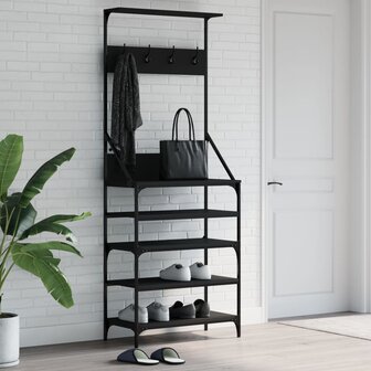 Kledingrek met schoenenrek 70x34x184 cm zwart 1