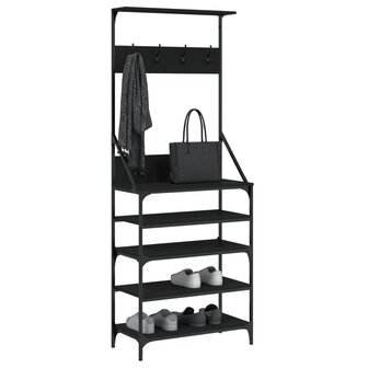 Kledingrek met schoenenrek 70x34x184 cm zwart 3