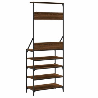 Kledingrek met schoenenrek 70x34x184 cm bruin eikenkleur 6