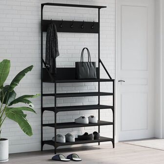 Kledingrek met schoenenrek 90x34x184 cm zwart 1