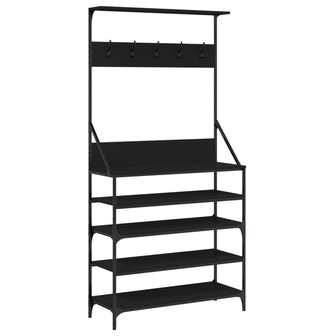 Kledingrek met schoenenrek 90x34x184 cm zwart 2