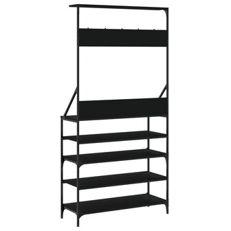 Kledingrek met schoenenrek 90x34x184 cm zwart 6