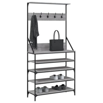 Kledingrek met schoenenrek 90x34x184 cm grijs sonoma eikenkleur 3
