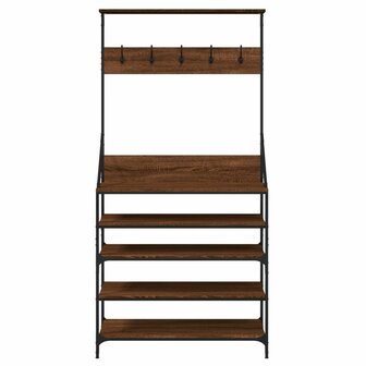 Kledingrek met schoenenrek 90x34x184 cm bruin eikenkleur 4