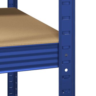 Hoekrek 5-laags staal en bewerkt hout blauw 9
